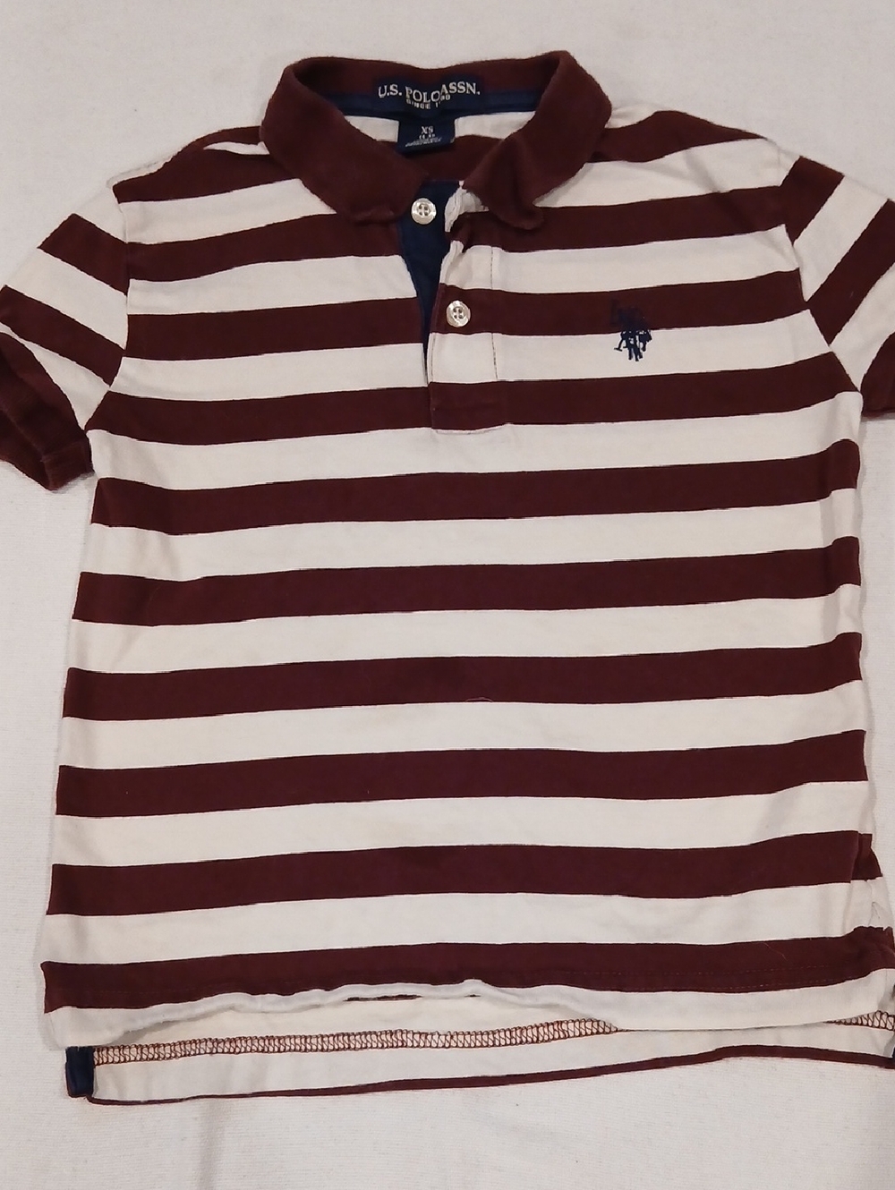 U.S. Polo Assn. Burgundy and White Striped Polo Shirt